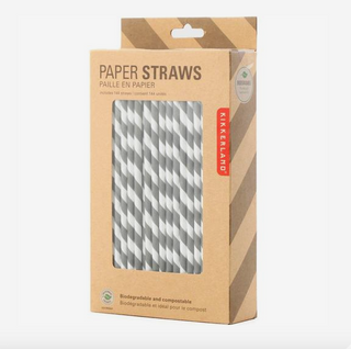 Kikkerland Set of 144 Paper Straws in Gray