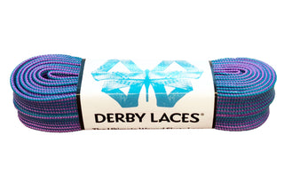 Derby Laces - Purple And Teal Stripe - 96 Inch (244 Cm) Derby Laces Waxed Roller Derby Skate Lace